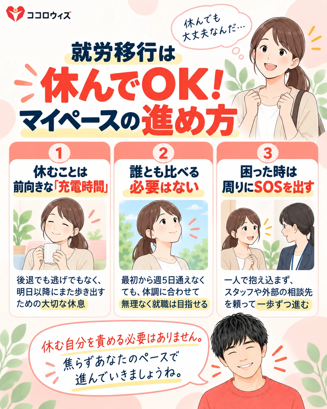 就労移行は休んでOK・マイペースの進め方