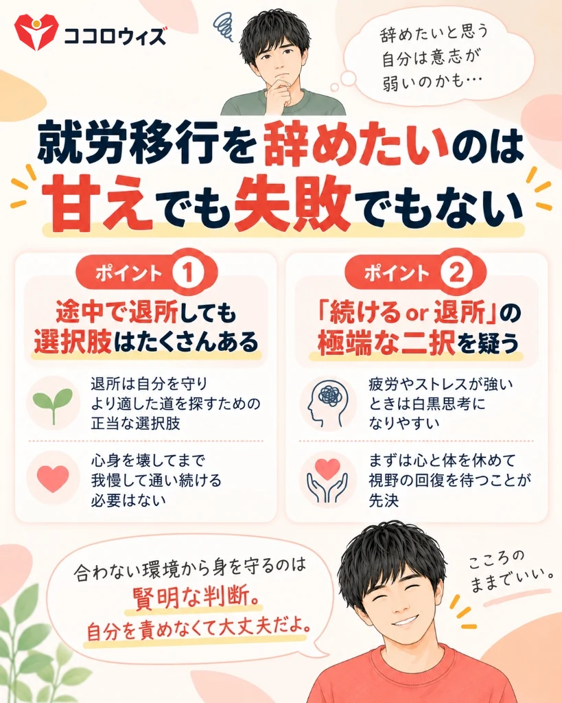 就労移行を辞めたいのは甘えでも失敗でもない